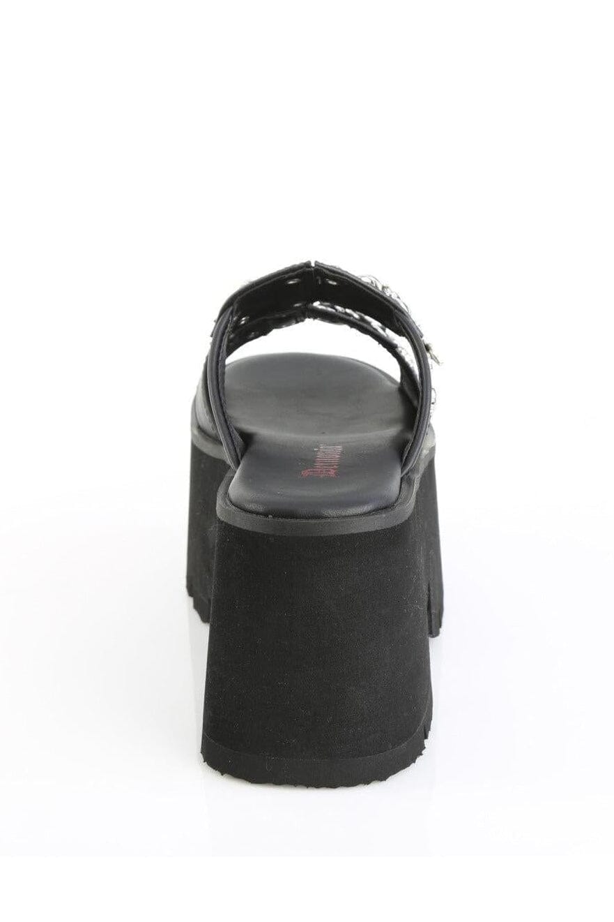 Demonia  ASHES-08 Sandal in Black Vegan Leather