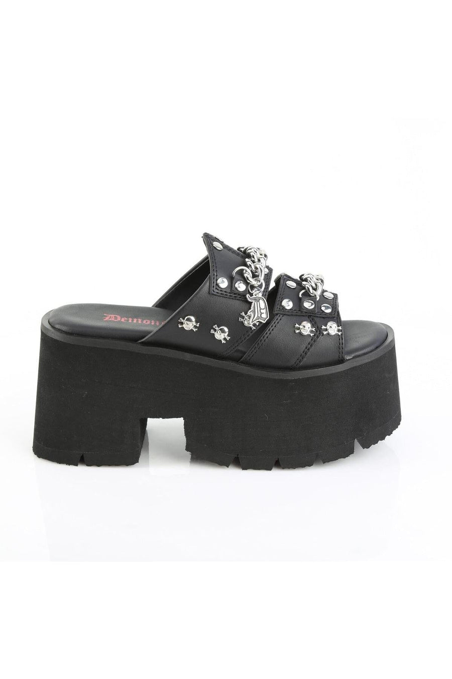 Demonia  ASHES-08 Sandal in Black Vegan Leather