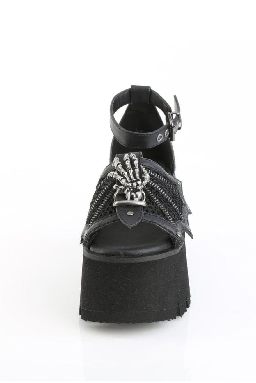 Demonia  ASHES-11 Sandal in Black Vegan Leather