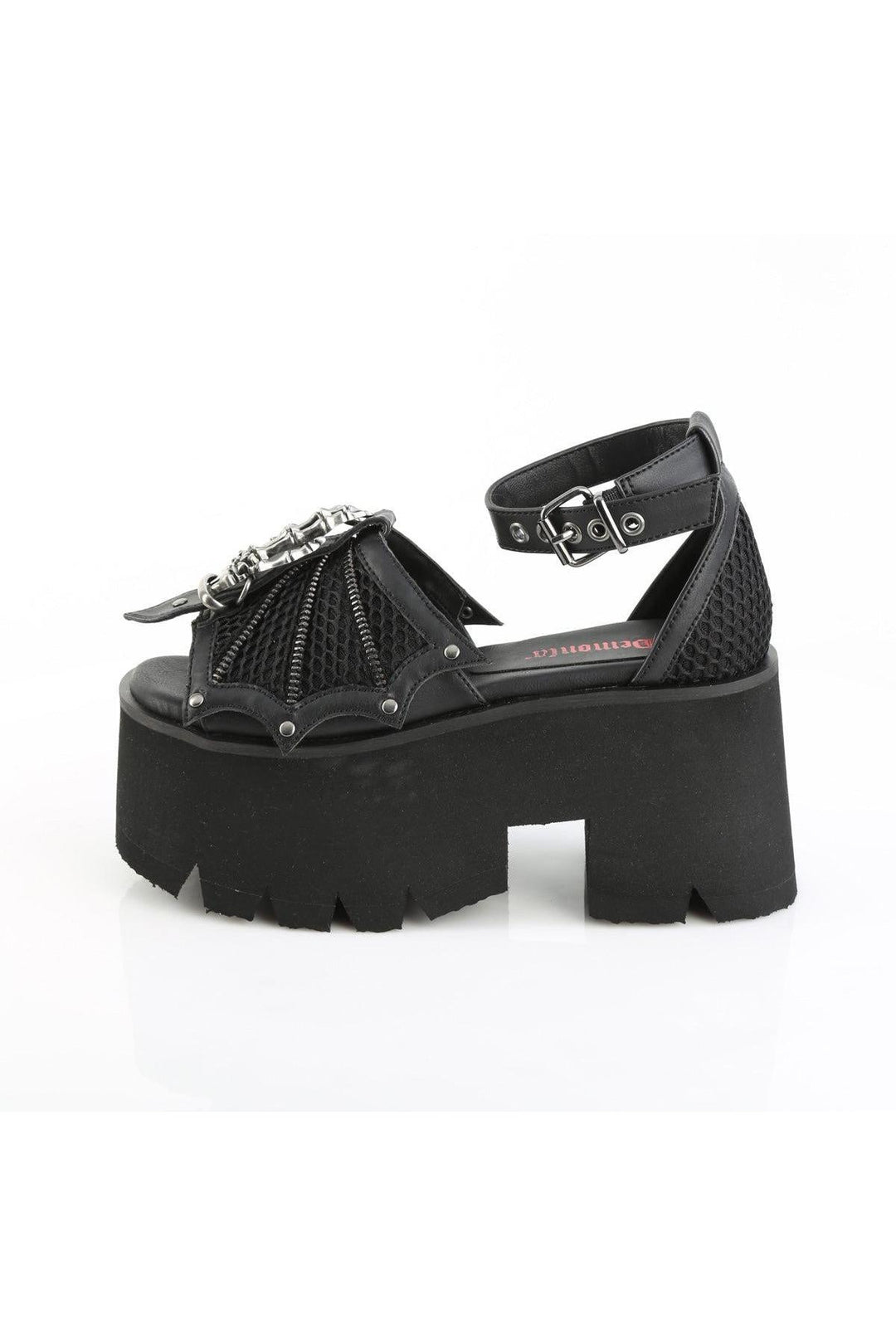 Demonia  ASHES-11 Sandal in Black Vegan Leather