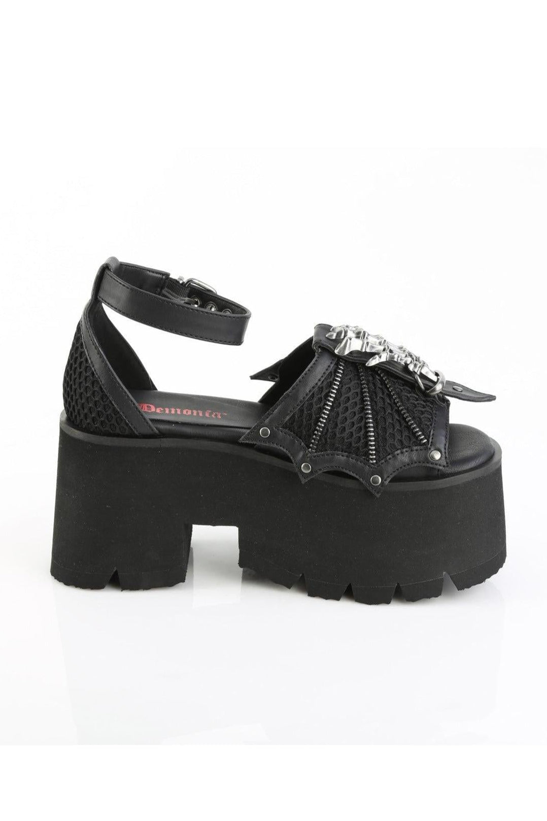 Demonia  ASHES-11 Sandal in Black Vegan Leather