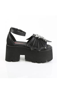 Demonia  ASHES-11 Sandal in Black Vegan Leather