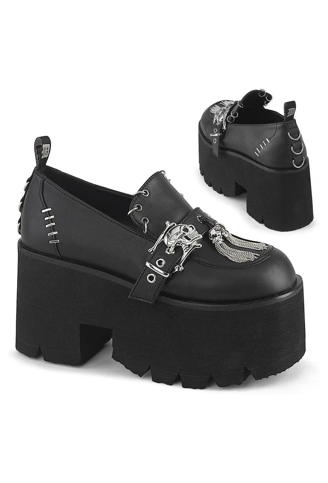 Demonia  ASHES-38 Loafer Shoe in Black Faux Leather from SexyShoes.com