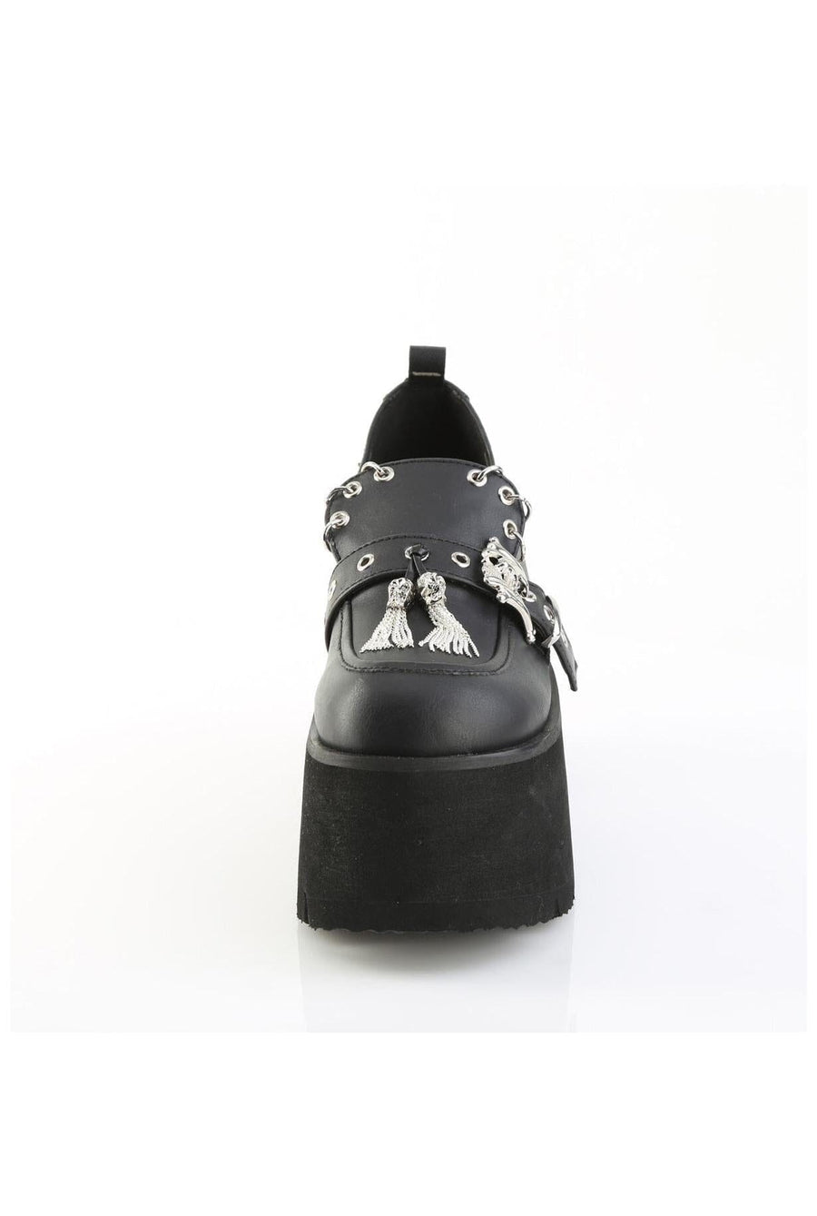 Demonia  ASHES-38 Loafer Shoe in Black Faux Leather