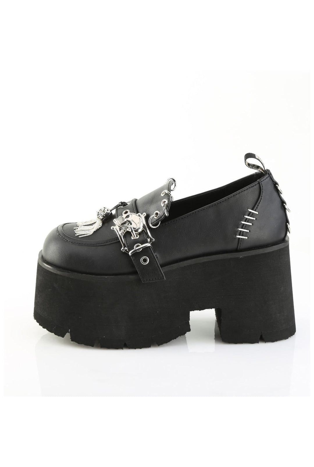 Demonia  ASHES-38 Loafer Shoe in Black Faux Leather