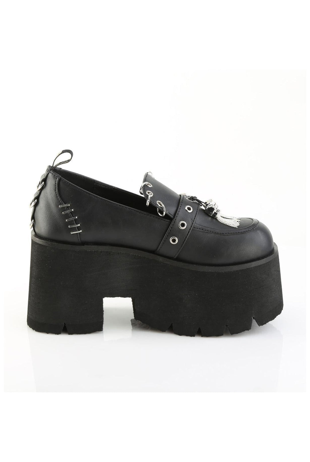 Demonia  ASHES-38 Loafer Shoe in Black Faux Leather