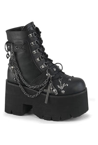 Demonia  ASHES-52 Ankle Boot in Black Faux Leather from SexyShoes.com