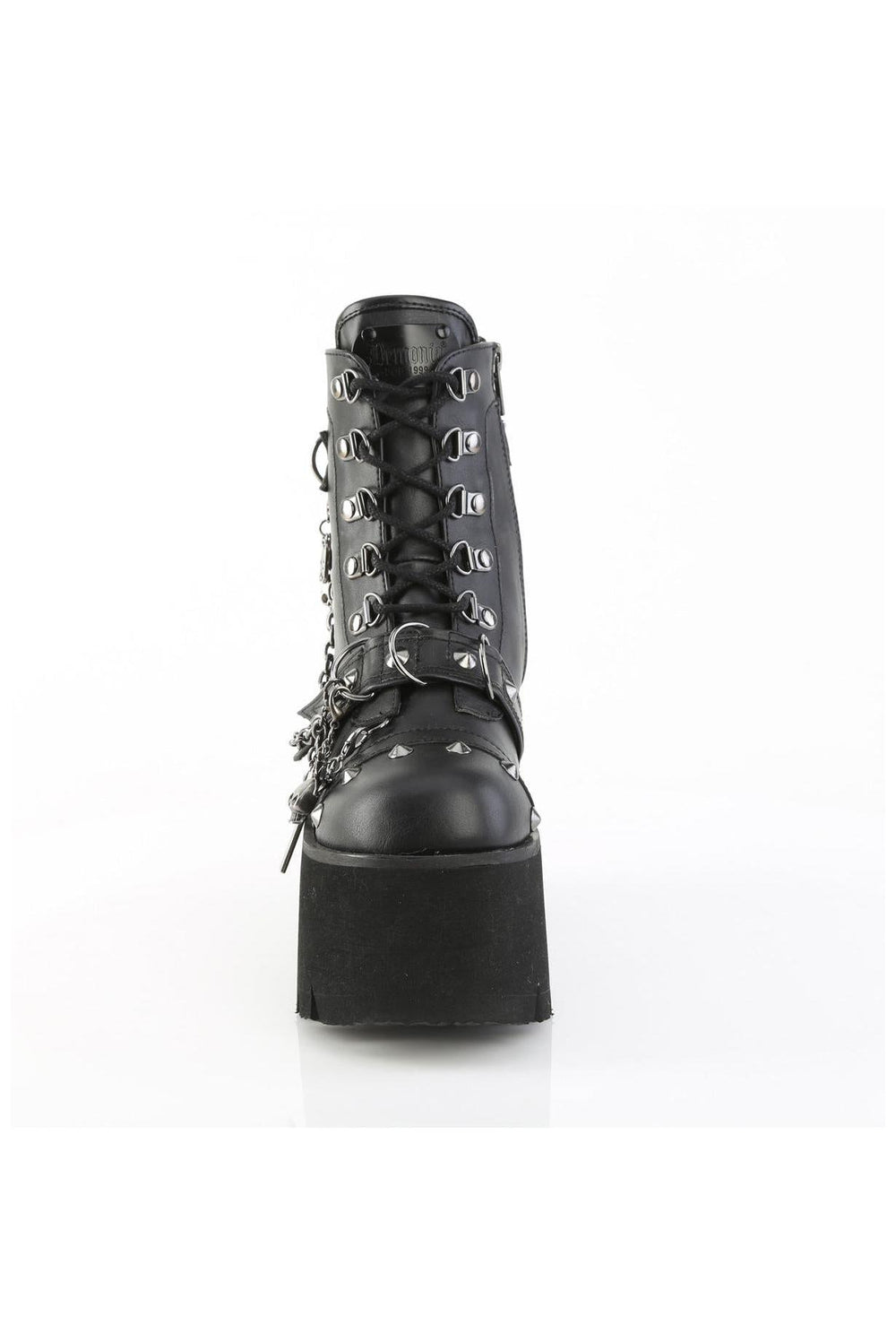 Demonia  ASHES-52 Ankle Boot in Black Faux Leather