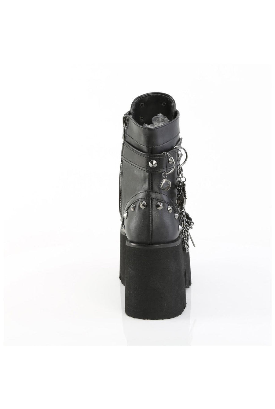 Demonia  ASHES-52 Ankle Boot in Black Faux Leather