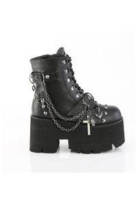 Demonia  ASHES-52 Ankle Boot in Black Faux Leather