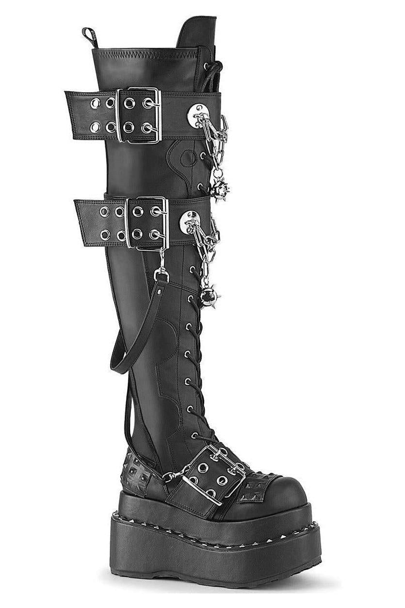 Demonia  BEAR-316 Thigh Boot in Black Faux Leather from SexyShoes.com