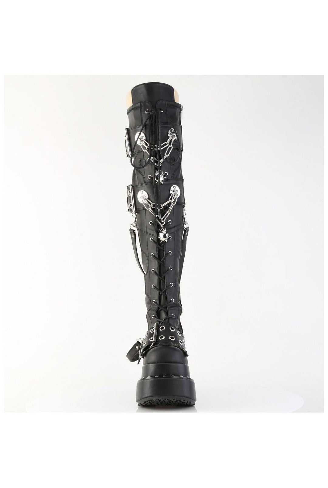 Demonia  BEAR-316 Thigh Boot in Black Faux Leather