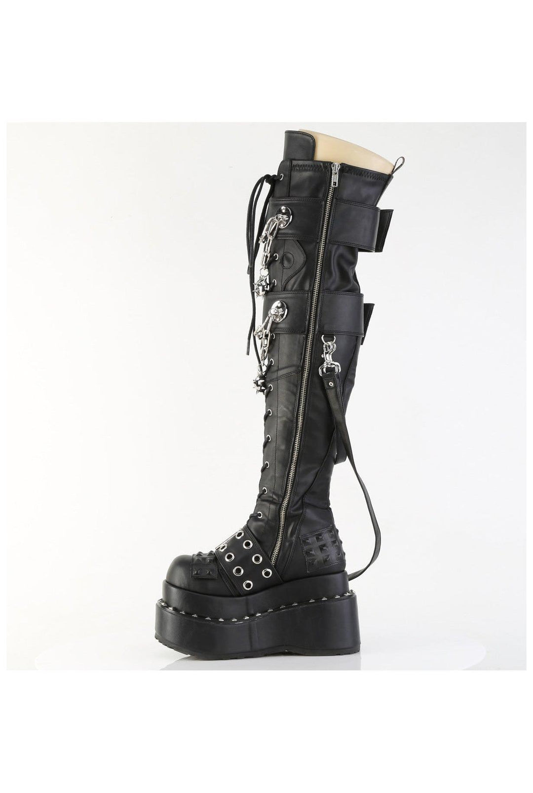 Demonia  BEAR-316 Thigh Boot in Black Faux Leather