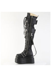 Demonia  BEAR-316 Thigh Boot in Black Faux Leather