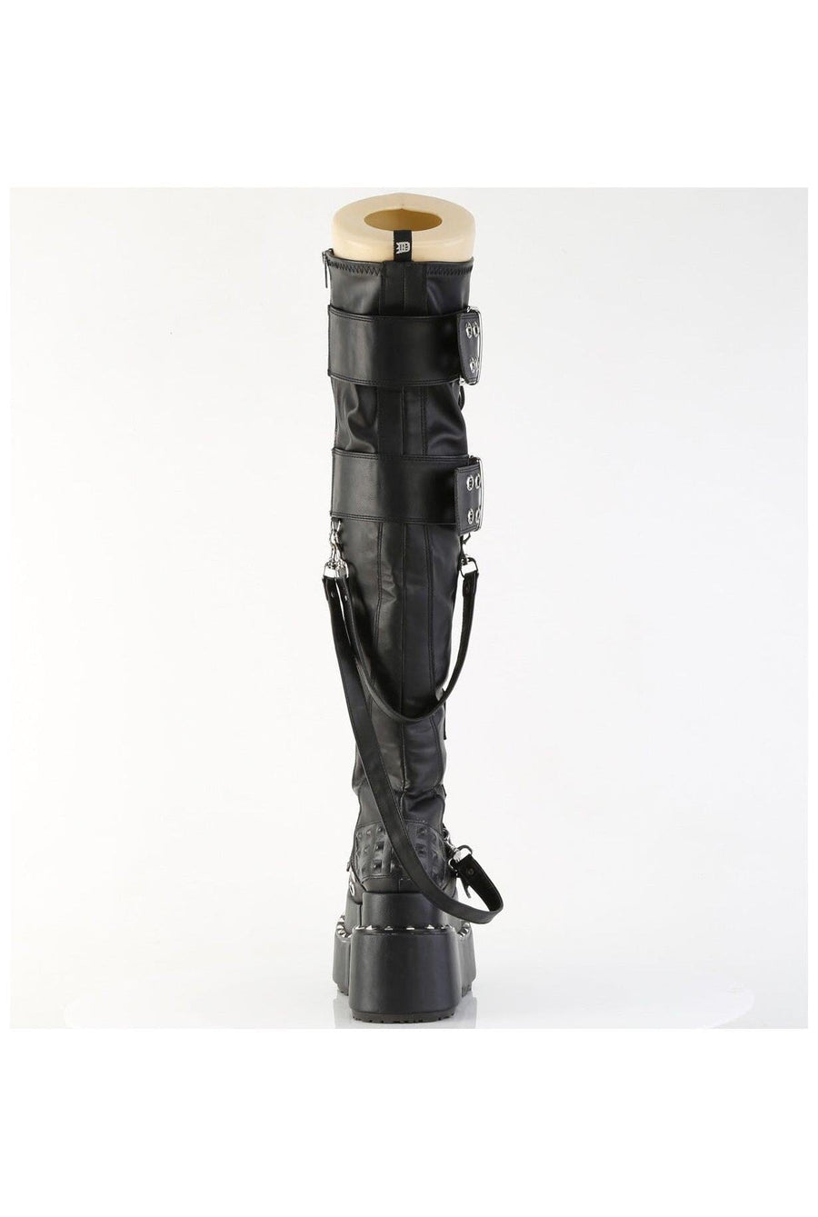 Demonia  BEAR-316 Thigh Boot in Black Faux Leather