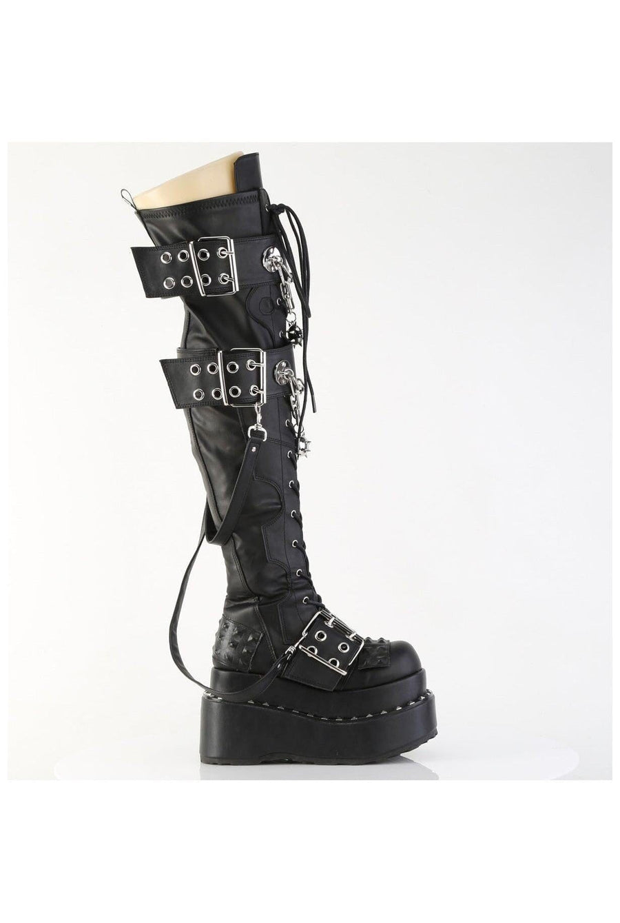 Demonia  BEAR-316 Thigh Boot in Black Faux Leather