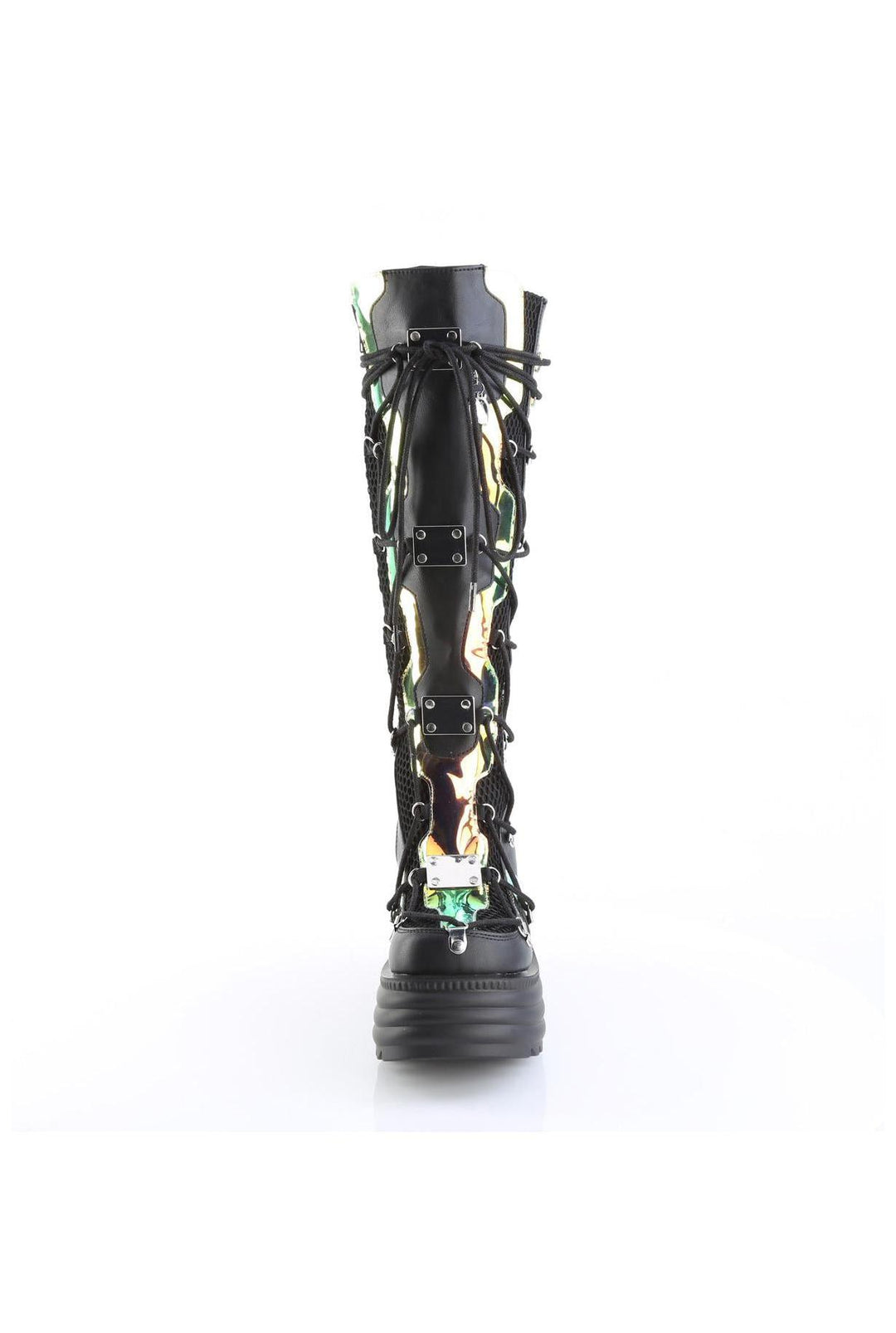 Demonia  BLAZE-152 Knee Boot in Black Faux Leather