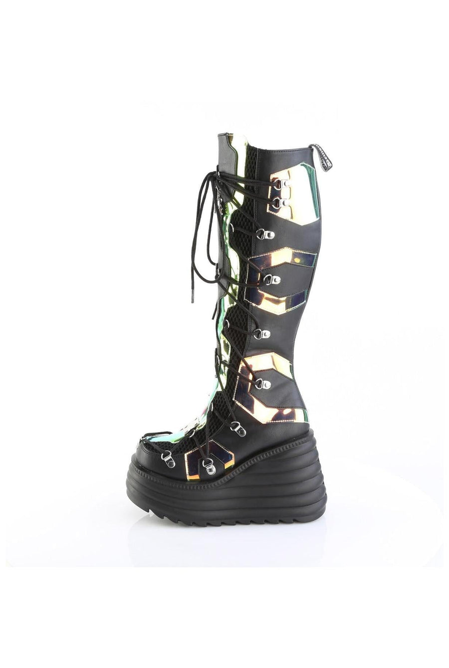 Demonia  BLAZE-152 Knee Boot in Black Faux Leather