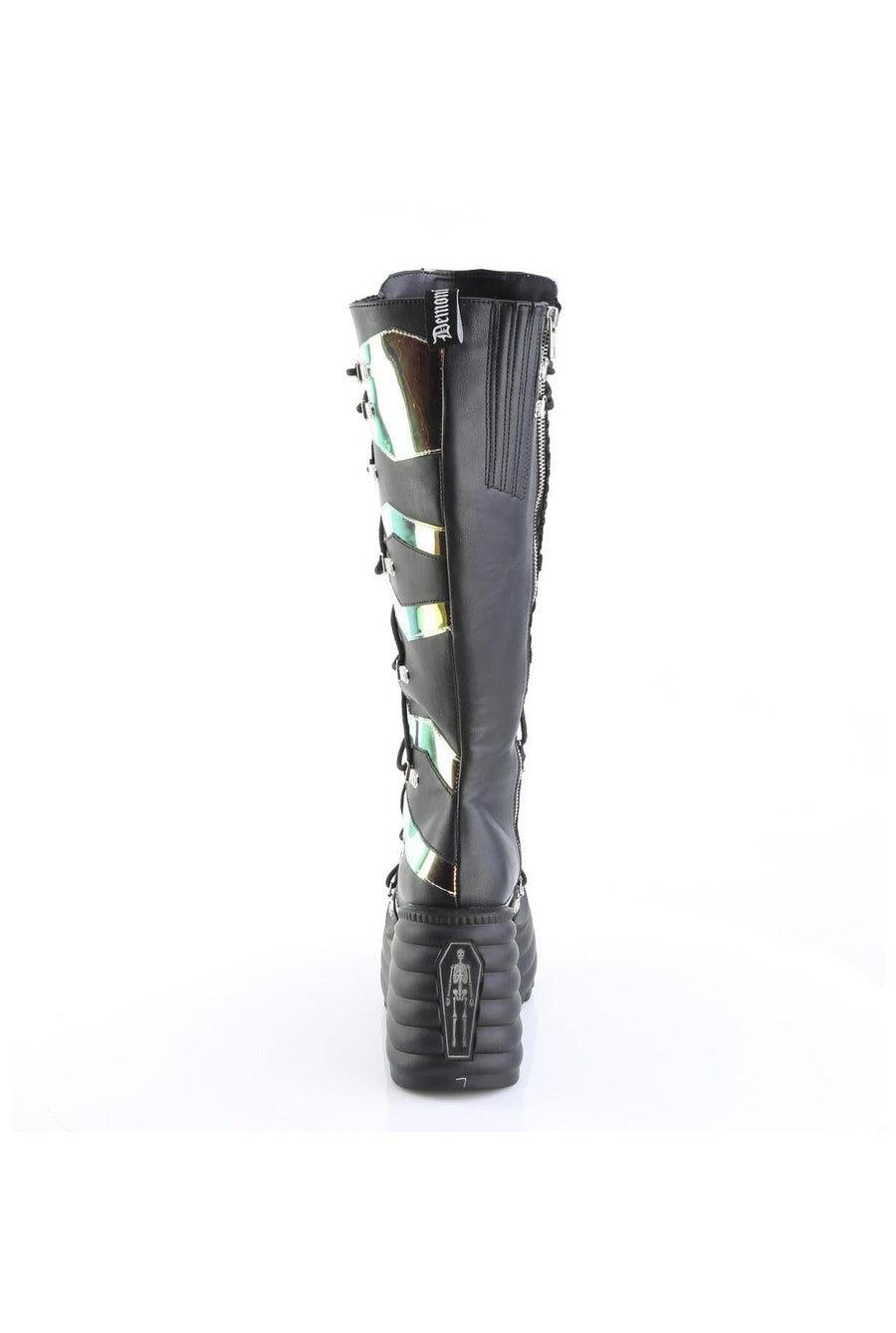 Demonia  BLAZE-152 Knee Boot in Black Faux Leather