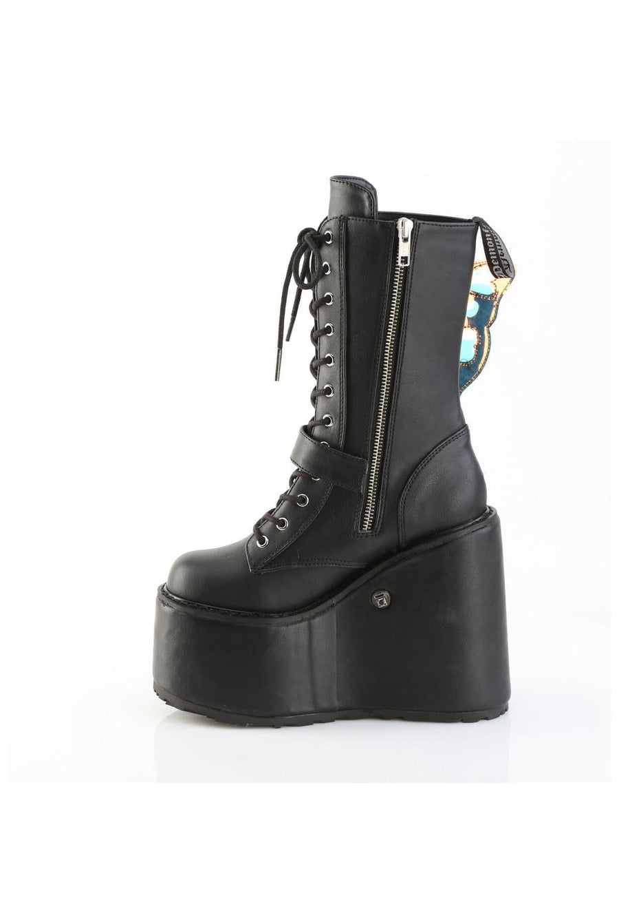 Demonia  BLAZE-158 Knee Boot in Black Faux Leather