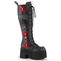 Demonia  BLAZE-202 Knee Boot in Black Faux Leather from SexyShoes.com
