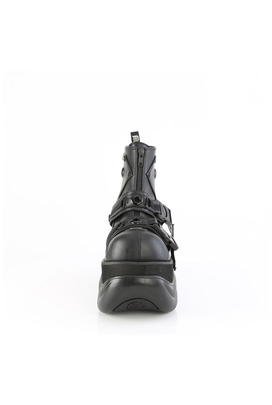 Demonia  BOXER-60 Ankle Boot in Black Faux Leather
