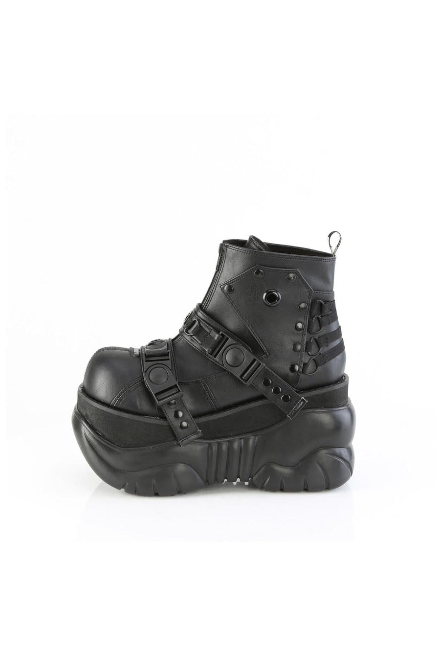 Demonia  BOXER-60 Ankle Boot in Black Faux Leather