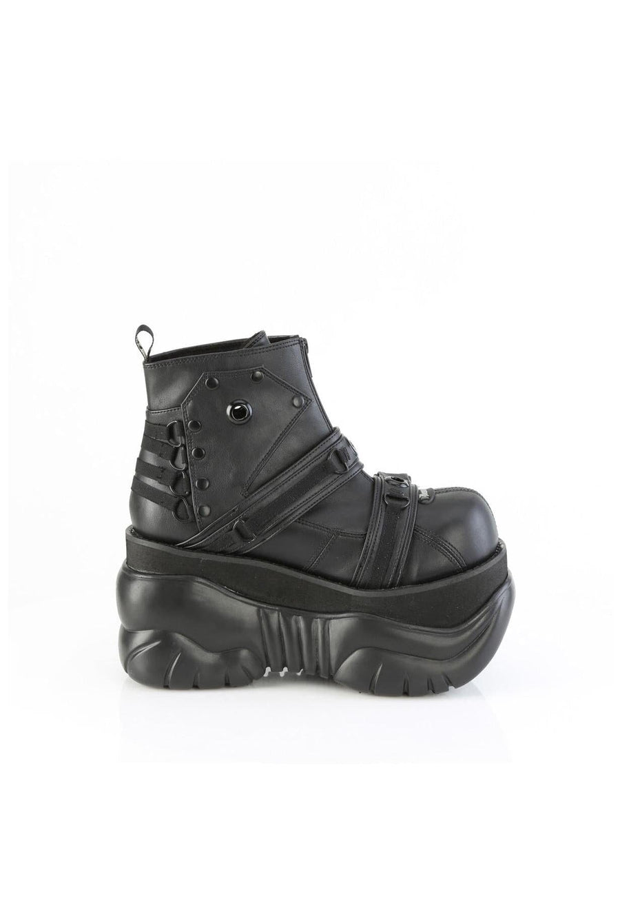 Demonia  BOXER-60 Ankle Boot in Black Faux Leather