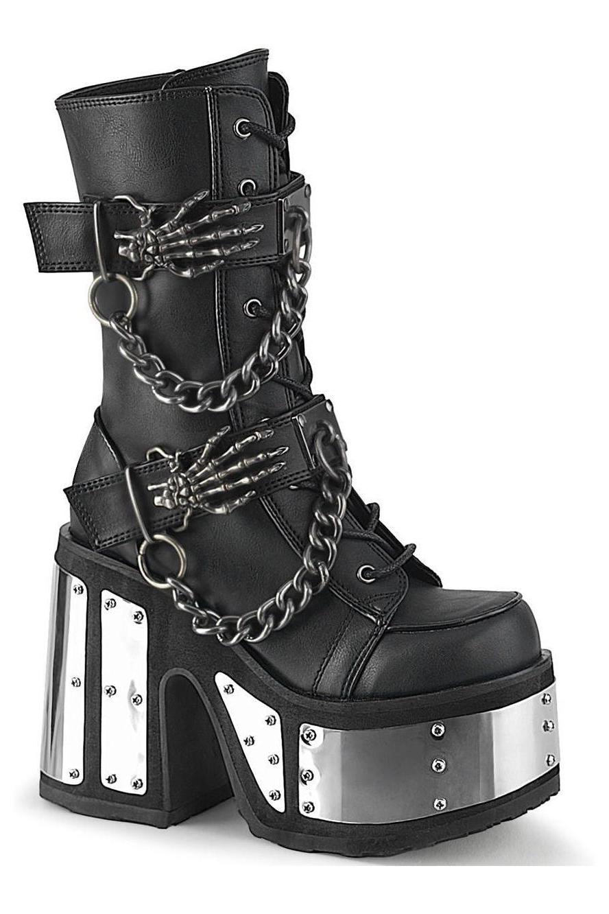 Demonia  CAMEL-120 Ankle Boot in Black Faux Leather from SexyShoes.com