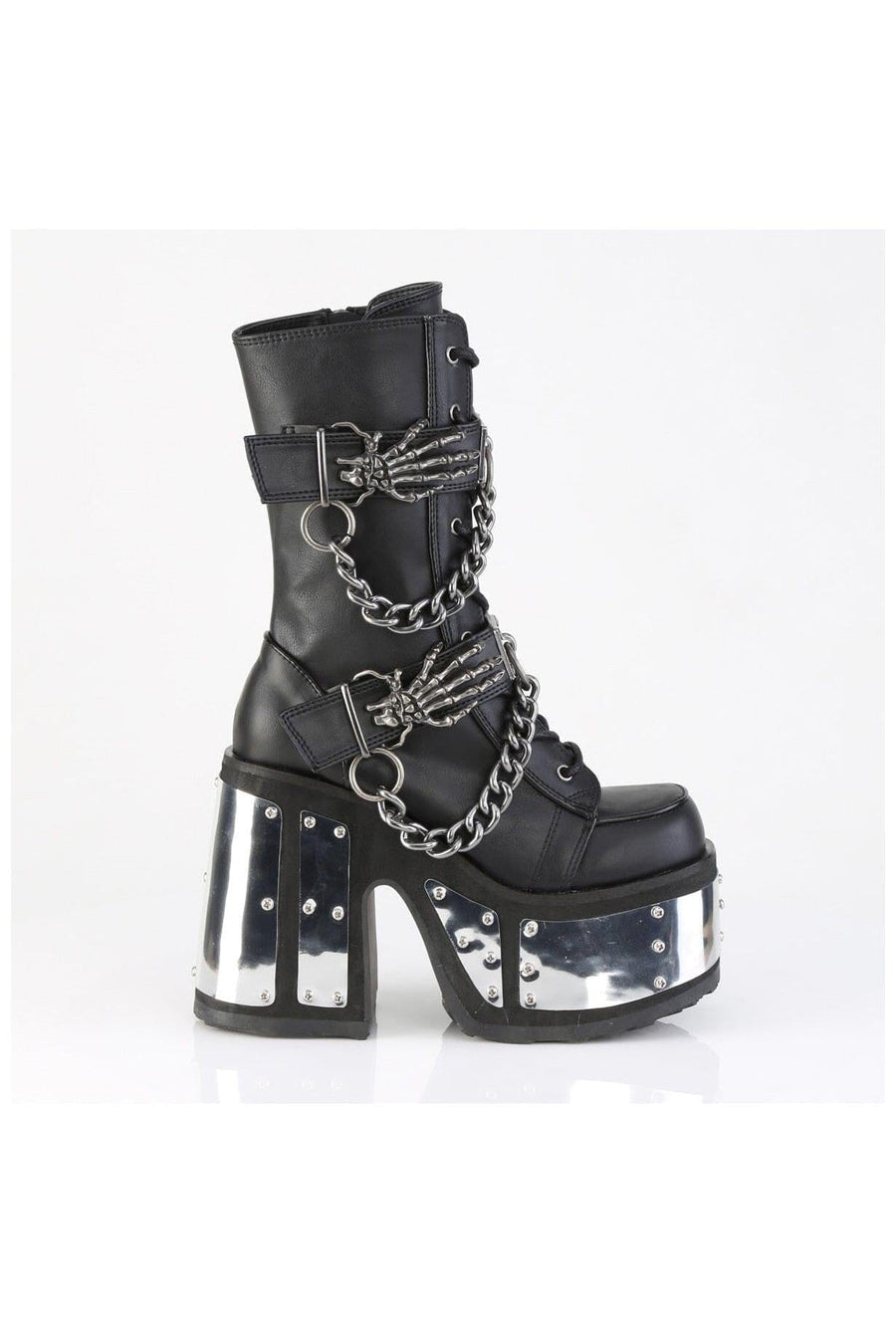 Demonia  CAMEL-120 Ankle Boot in Black Faux Leather
