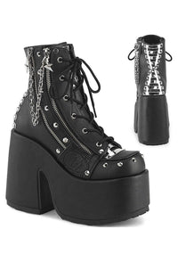 Demonia  CAMEL-208 Ankle Boot in Black Faux Leather from SexyShoes.com