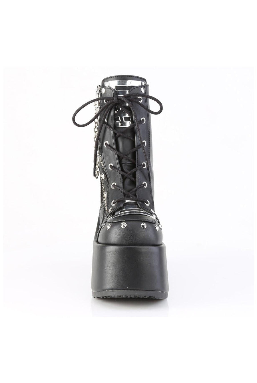 Demonia  CAMEL-208 Ankle Boot in Black Faux Leather