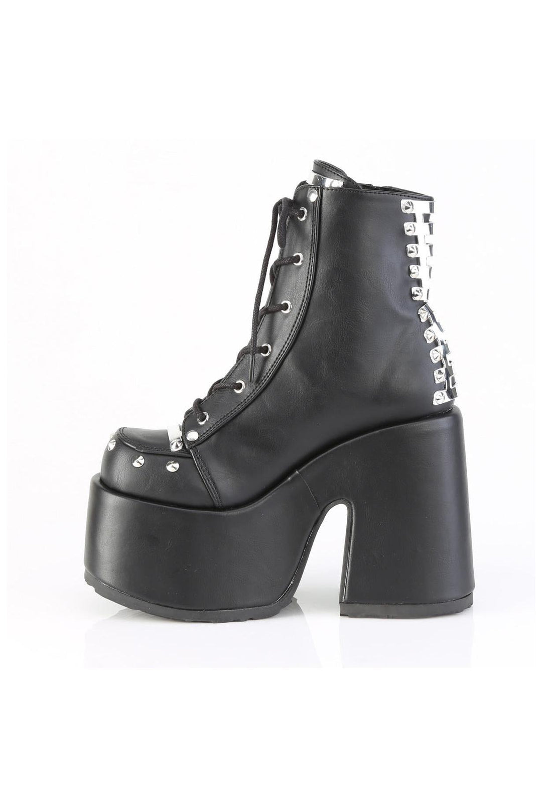 Demonia  CAMEL-208 Ankle Boot in Black Faux Leather