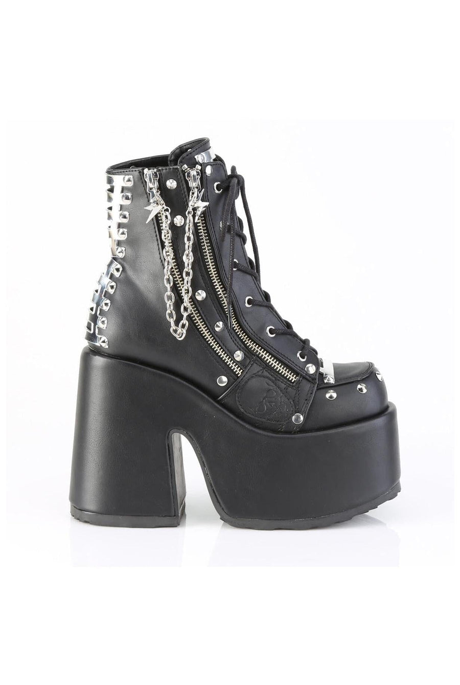 Demonia  CAMEL-208 Ankle Boot in Black Faux Leather