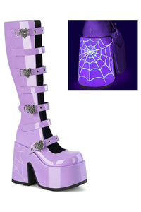 Demonia  CAMEL-223 Knee Boot in Purple Patent from SexyShoes.com