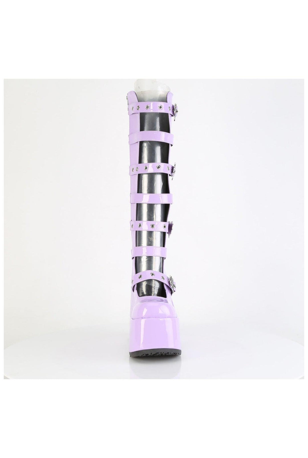 Demonia  CAMEL-223 Knee Boot in Purple Patent