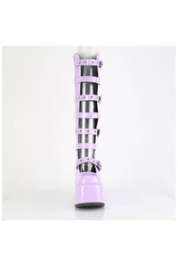 Demonia  CAMEL-223 Knee Boot in Purple Patent