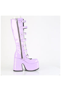 Demonia  CAMEL-223 Knee Boot in Purple Patent