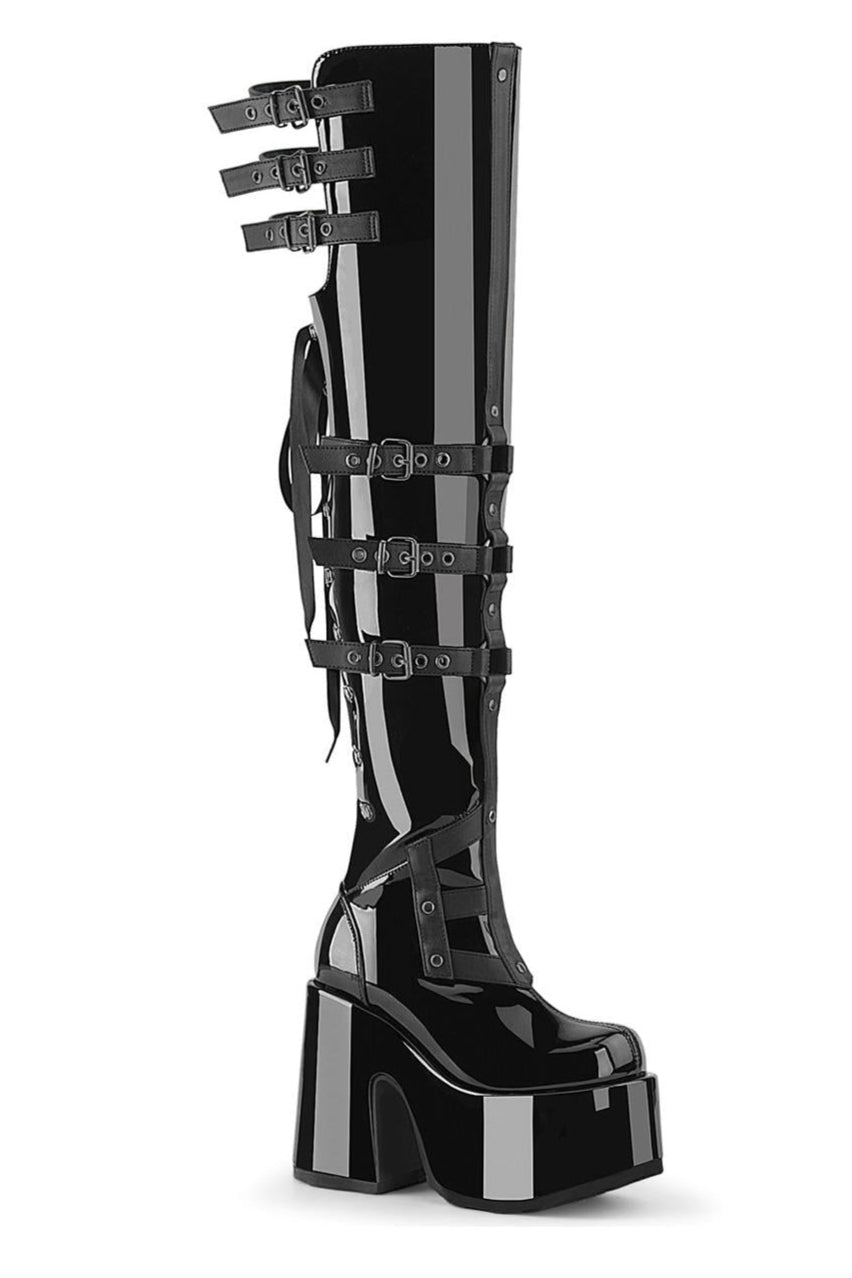 Demonia  CAMEL-308 Thigh Boot in Black Patent from SexyShoes.com