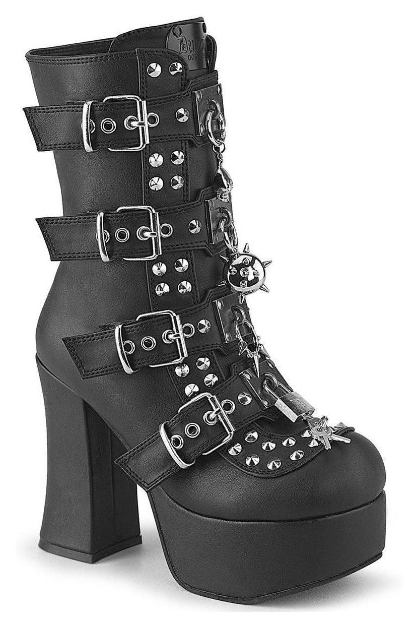 Demonia  CHARADE-118 Ankle Boot in Black Faux Leather from SexyShoes.com