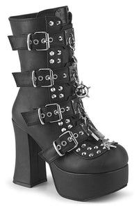 Demonia  CHARADE-118 Ankle Boot in Black Faux Leather from SexyShoes.com