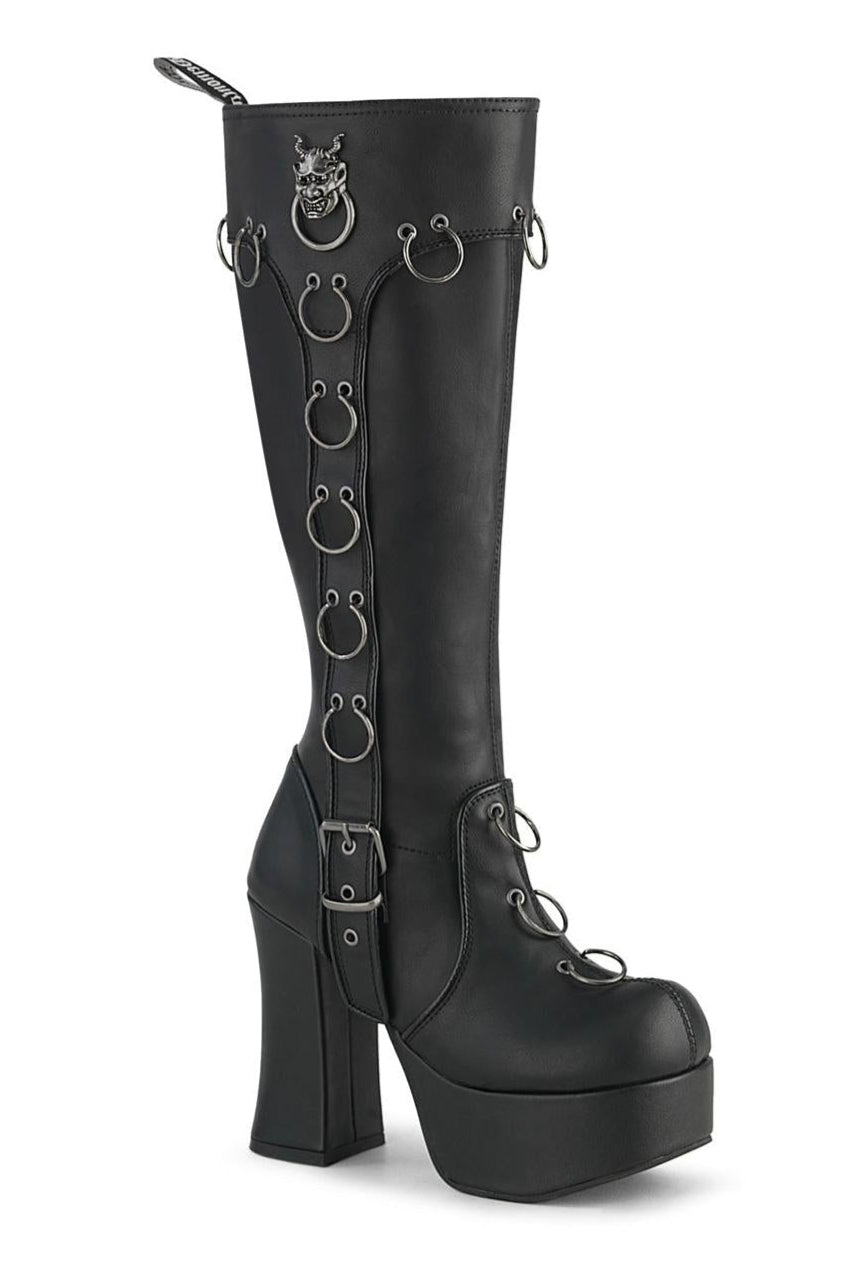 Demonia  CHARADE-211 Knee Boot in Black Vegan Leather from SexyShoes.com