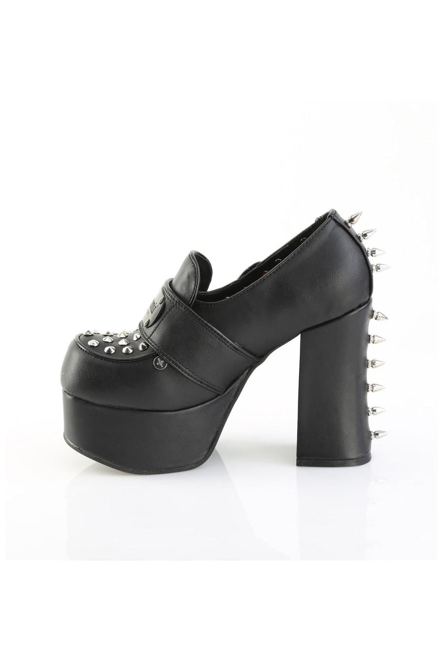 Demonia  CHARADE-32 Lace Shoe in Black Faux Leather