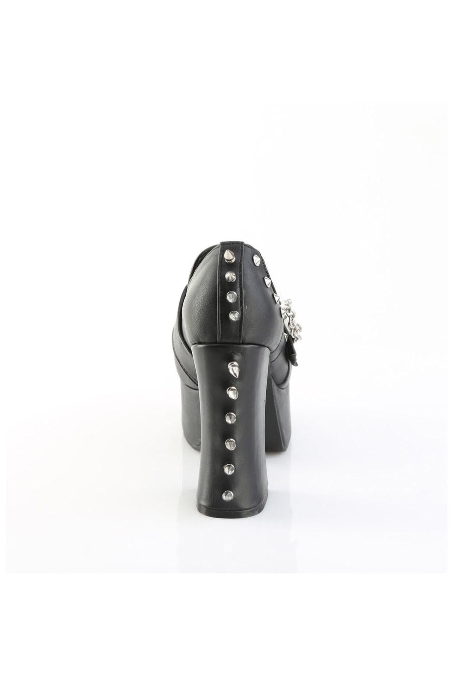 Demonia  CHARADE-32 Lace Shoe in Black Faux Leather