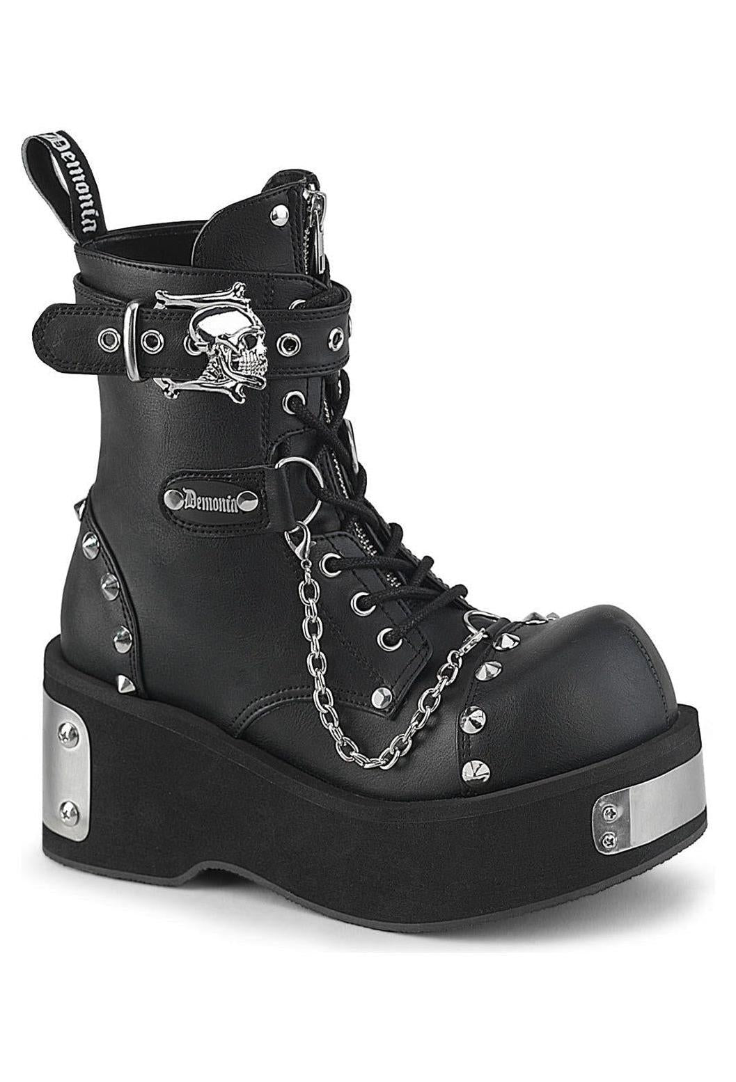 Demonia  DANK-57 Ankle Boot in Black Faux Leather from SexyShoes.com