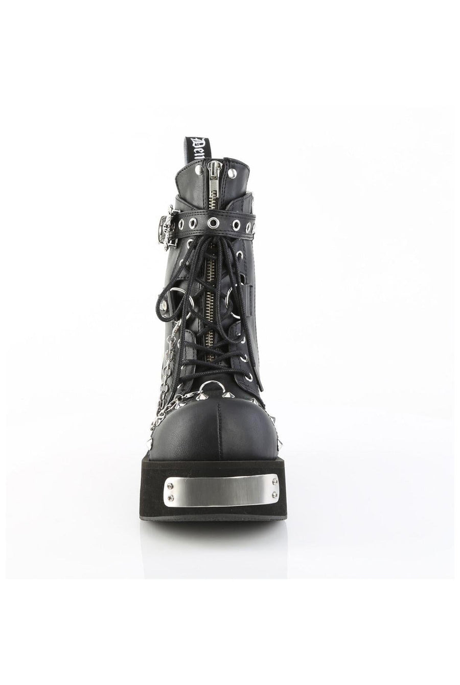 Demonia  DANK-57 Ankle Boot in Black Faux Leather