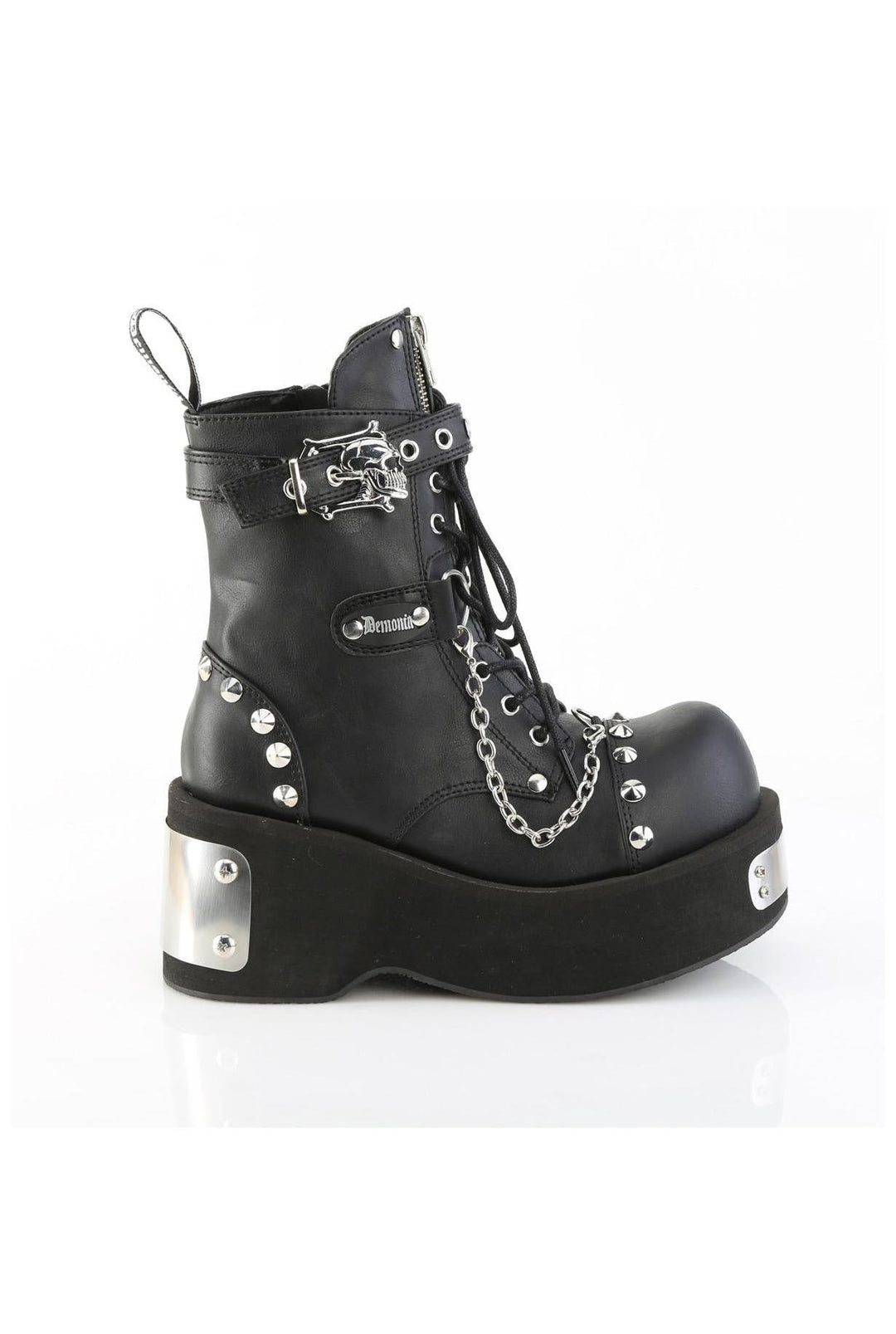 Demonia  DANK-57 Ankle Boot in Black Faux Leather