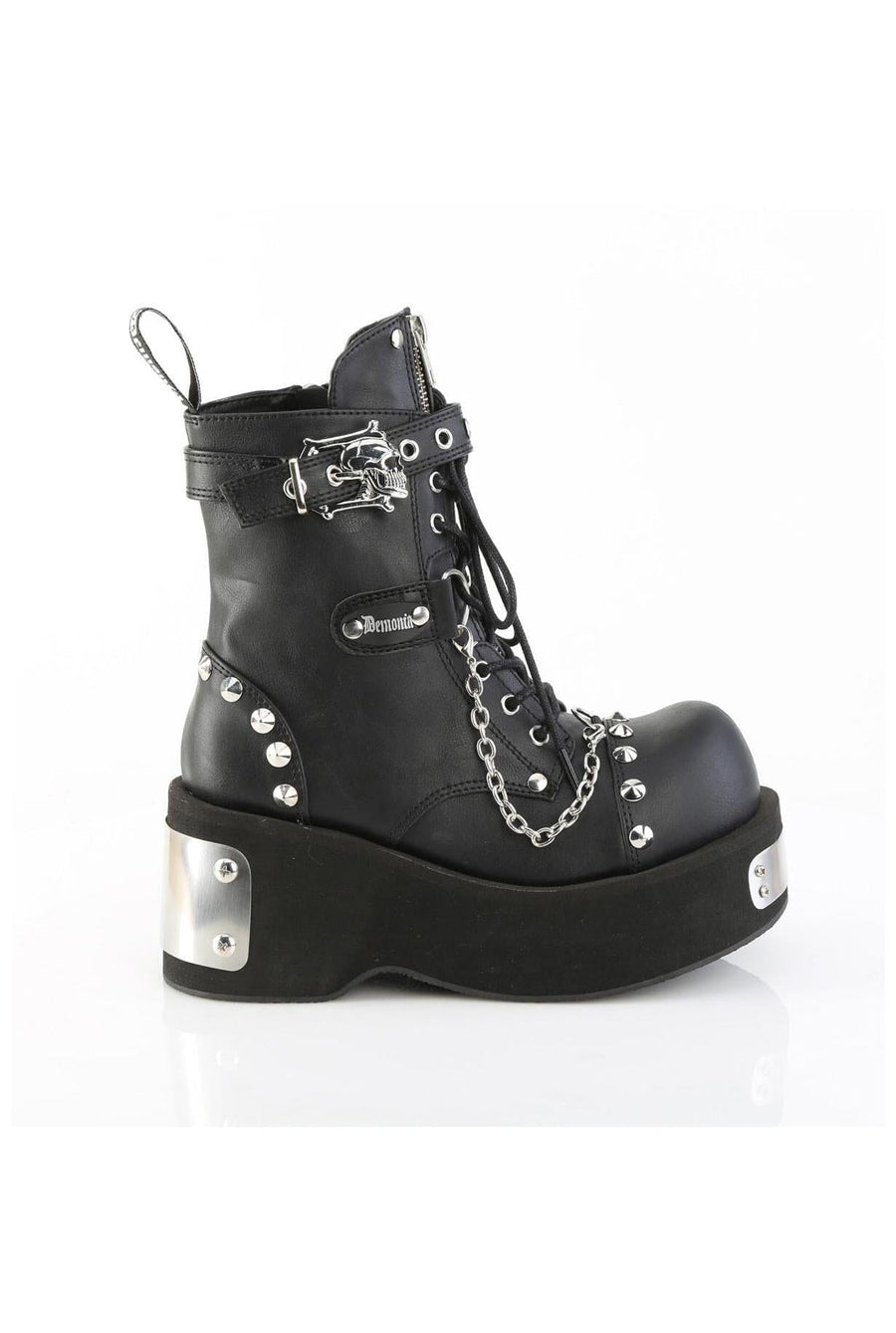 Demonia  DANK-57 Ankle Boot in Black Faux Leather