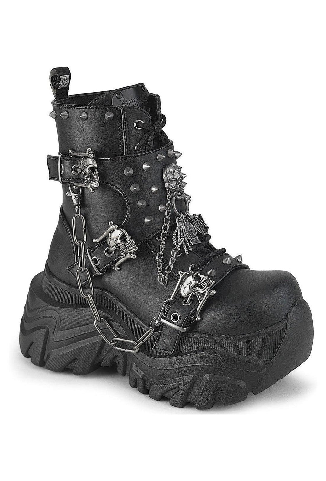 Demonia  ECHO-60 Ankle Boot in Black Faux Leather from SexyShoes.com