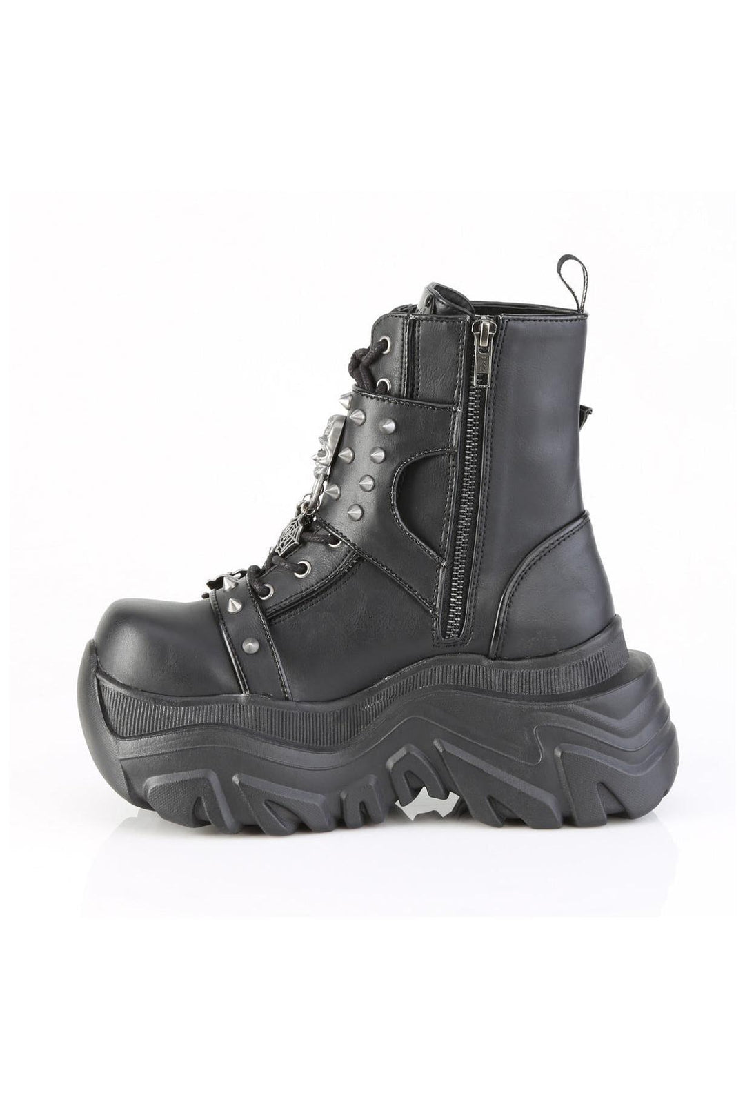 Demonia  ECHO-60 Ankle Boot in Black Faux Leather